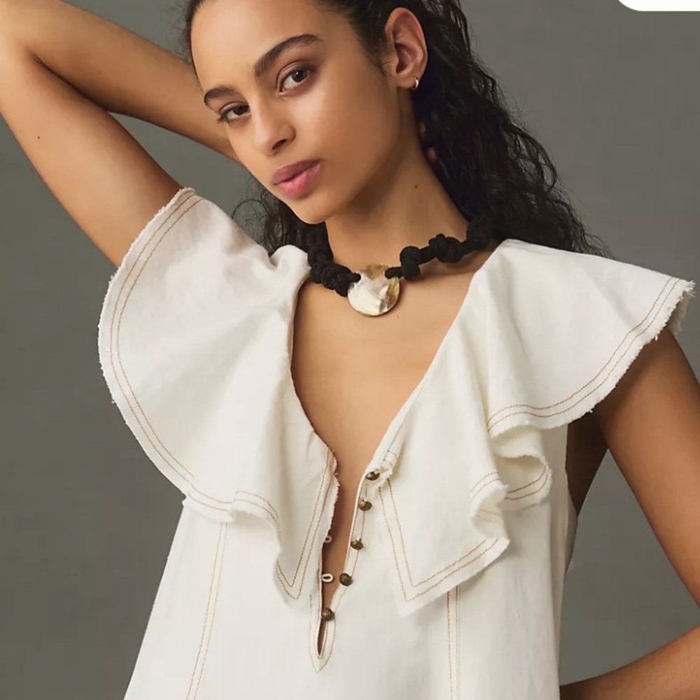 Anthropologie Cream Sleeveless Dress